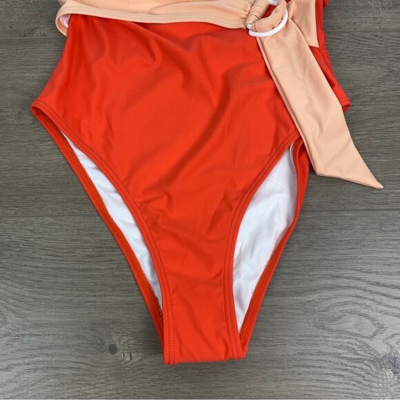 Cupshe Orange Colorblock One Piece Swimsuit Sz.S NWT - Picture 4 of 14